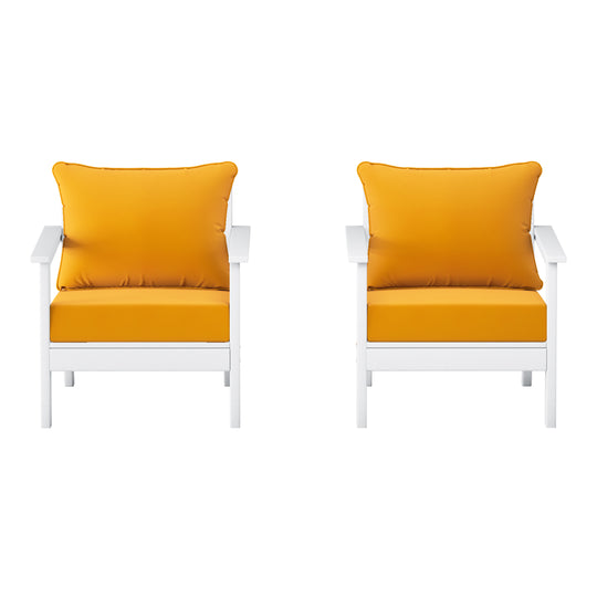 Avalon Outdoor Modern HDPE Patio Club Chairs with Deep Seat Cushions (Set of 2)
