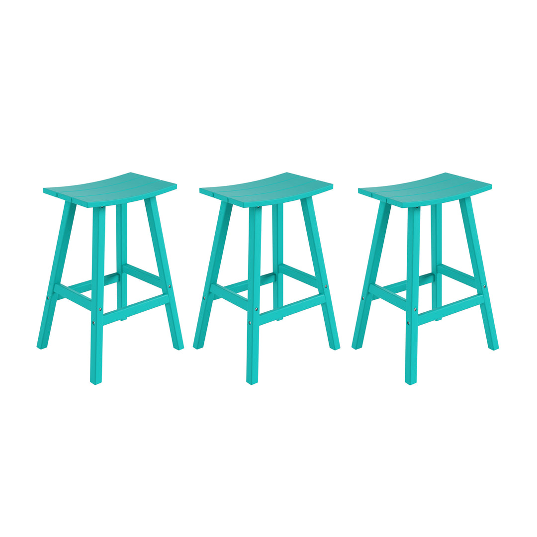 Malibu 29" HDPE Outdoor Patio Bar Height Bar Stools (Set of 3)