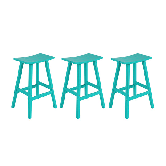 Malibu 29" HDPE Outdoor Patio Bar Height Bar Stools (Set of 3)