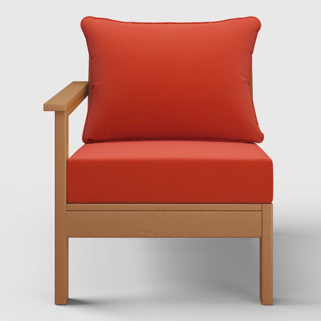 Avalon Outdoor Patio HDPE Left Arm Sectional Corner Club Chair with Patio Cushions
