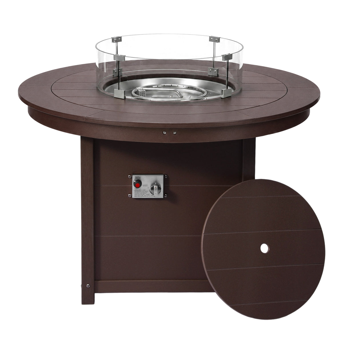 Helios 47" Modern Outdoor Patio Propane Gas Round Fire Pit Table