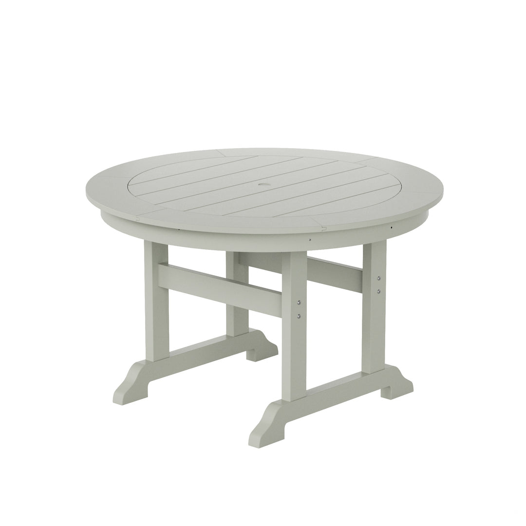 Malibu 5-Piece HDPE Round Patio Dining Table Set with Foldable Chairs