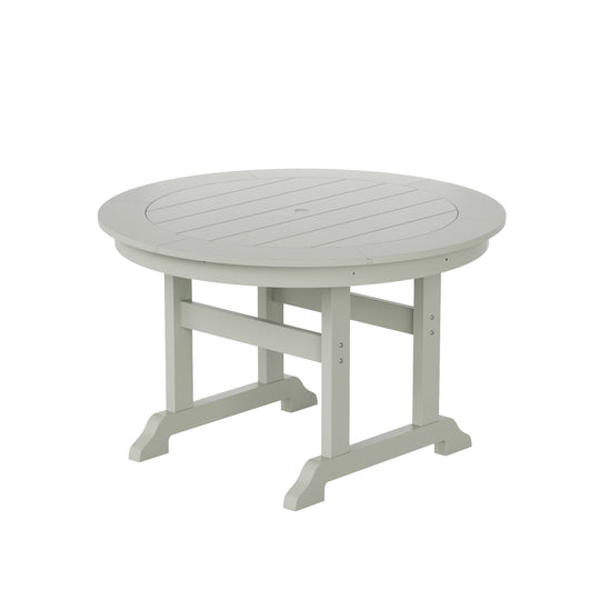 Malibu 5-Piece HDPE Round Patio Dining Table Set with Foldable Chairs