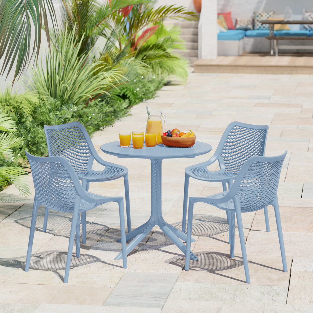 Playa 31.5" Round Plastic Outdoor Patio Dining Table for 4
