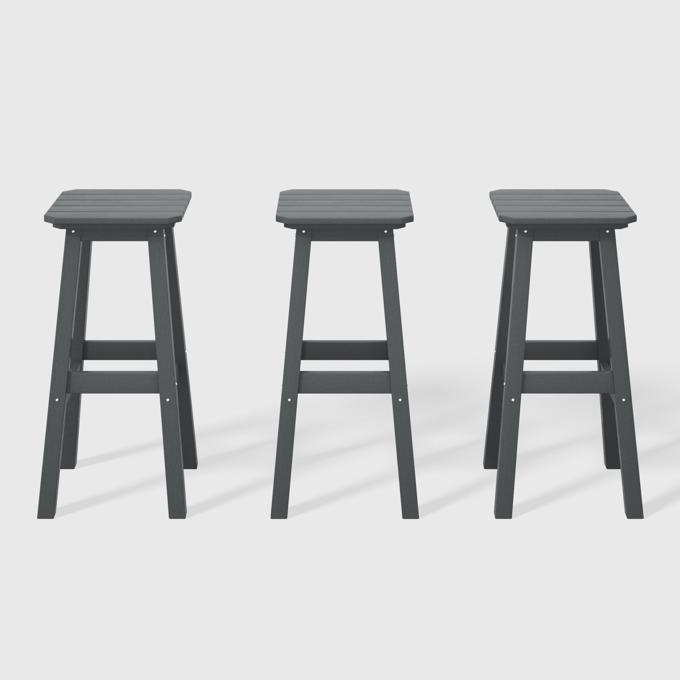 Malibu 29" HDPE Outdoor Patio Square Bar Stools (Set of 3)