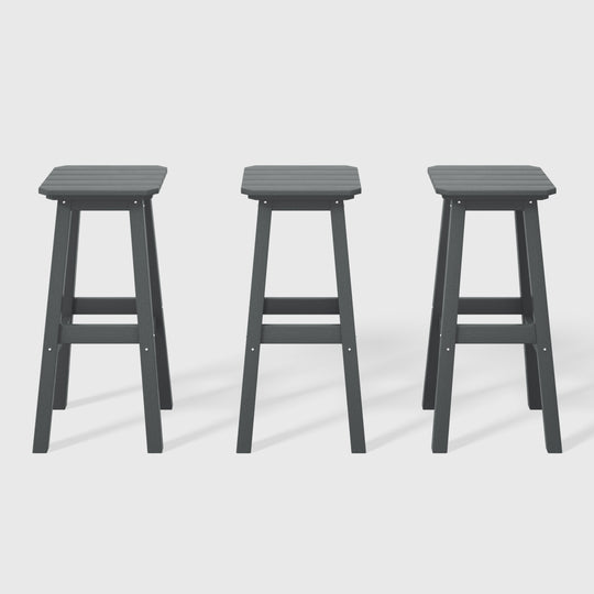 Malibu 29" HDPE Outdoor Patio Square Bar Height Bar Stool (Set of 3)