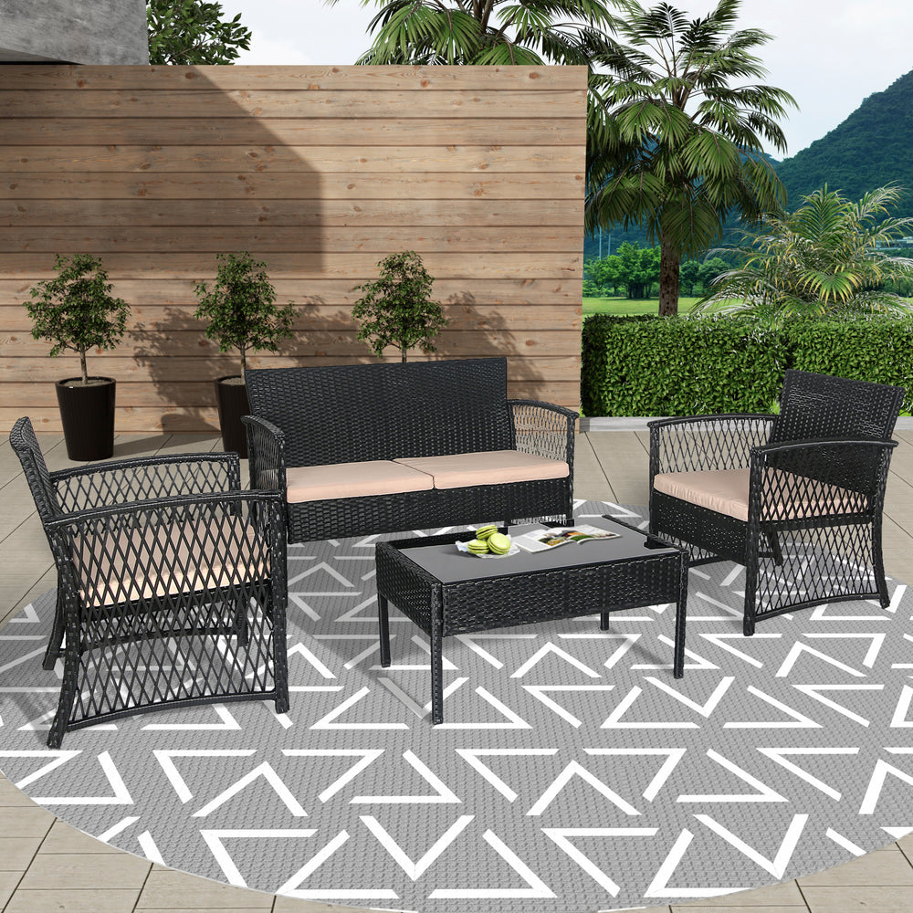 Melvi 4-Piece Outdoor Patio Wicker Conversation Set