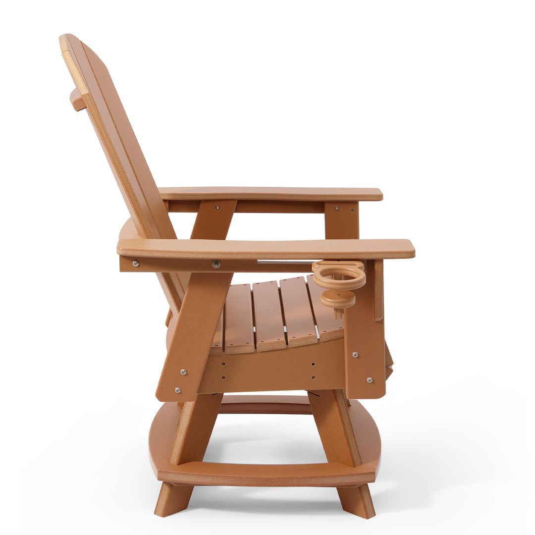 Malibu Outdoor HDPE Swivel Adirondack Patio Dining Chair With Cup Holder