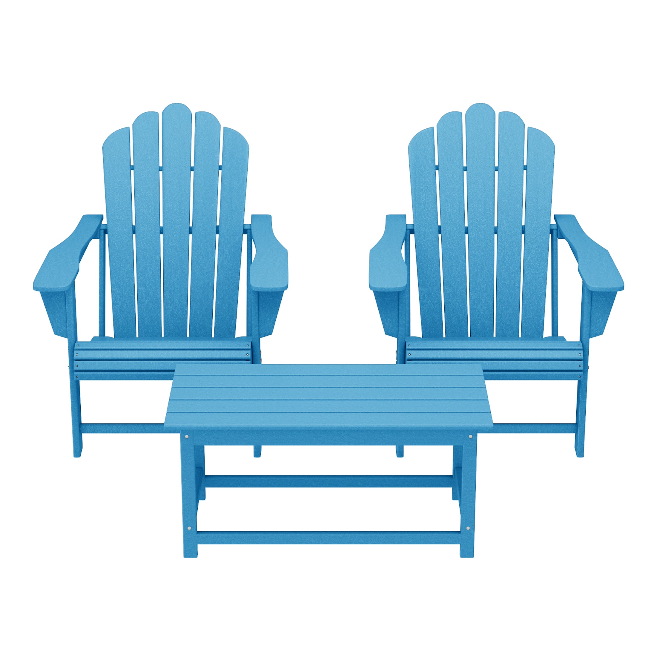 Highland 3-Piece Adirondack Chairs with Cup Holders and Coffee Table Set