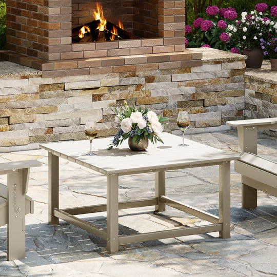 Malibu Low Outdoor HDPE Square Patio Coffee Table