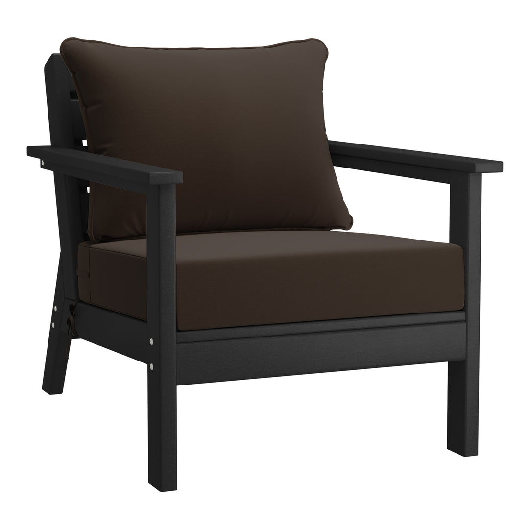 Avalon Outdoor Modern HDPE Patio Club Chairs with Deep Seat Cushions (Set of 2)