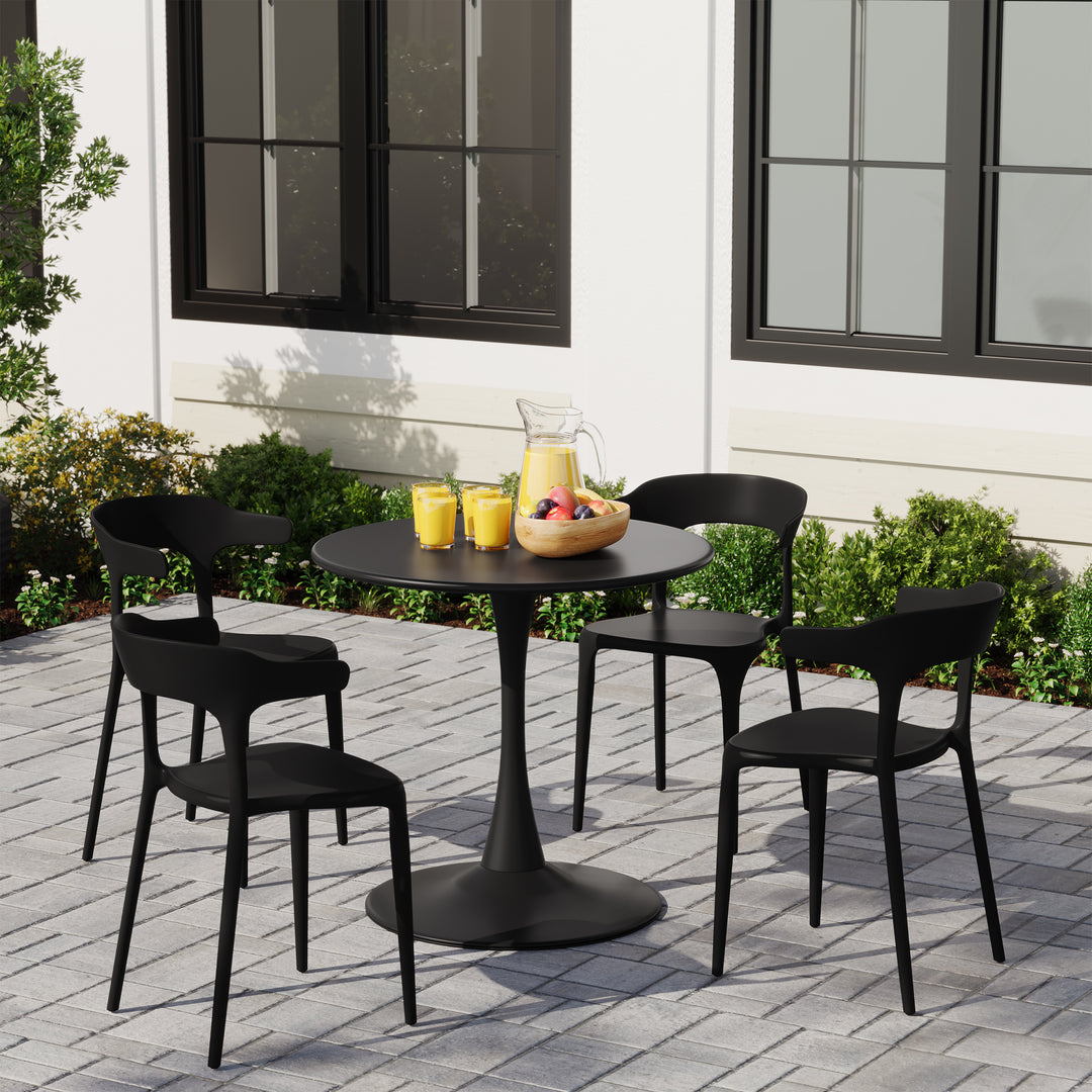 Playa Modern Stackable Resin Plastic Patio Dining Chair (Set of 4)