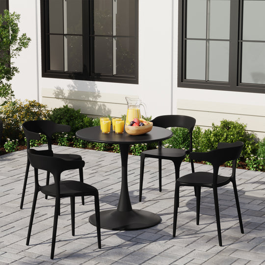 Playa Modern Stackable Resin Plastic Patio Dining Chair (Set of 4)