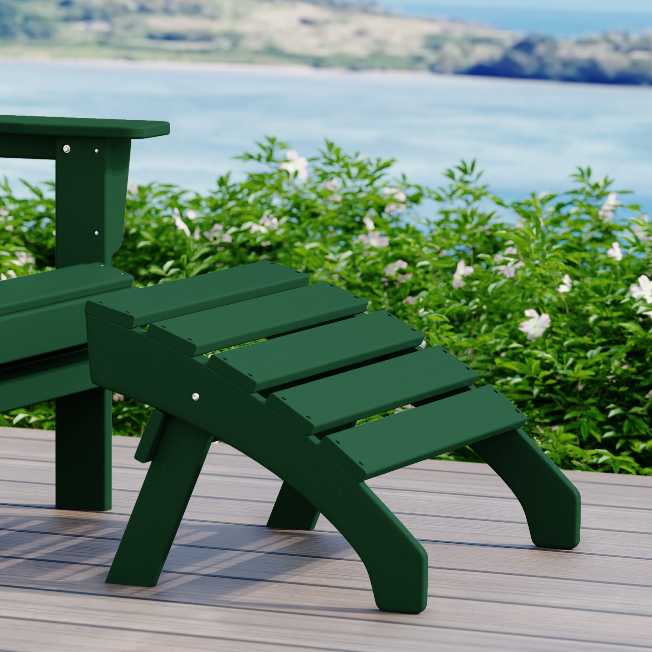Dylan Outdoor Patio HDPE Adirondack Ottoman Footrest