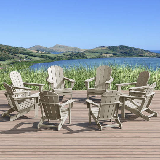 Malibu Outdoor Folding Poly Adirondack Chair (Set of 8)