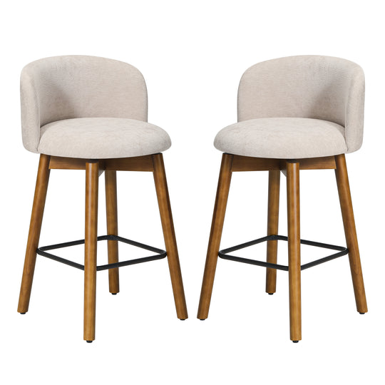 Soho Modern Chenille Upholstered 26" Counter Height Swivel Bar Stools (Set of 2)