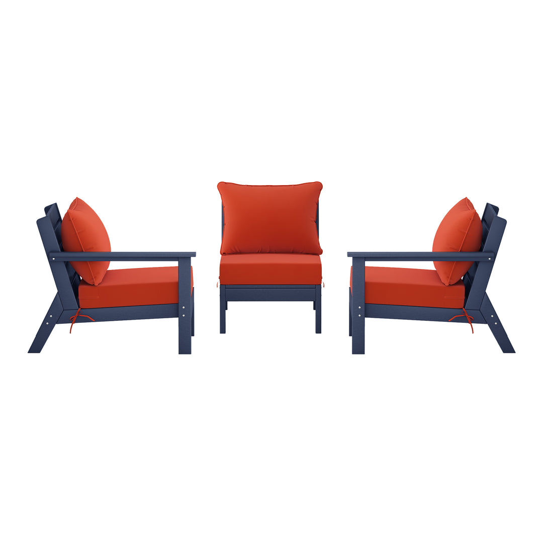 Avalon Outdoor Patio HDPE Sectional Sofa with Patio Cushions