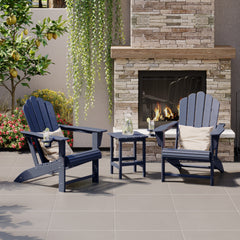 Highland Adirondack chair and table set in Navy Blue styled outdoors