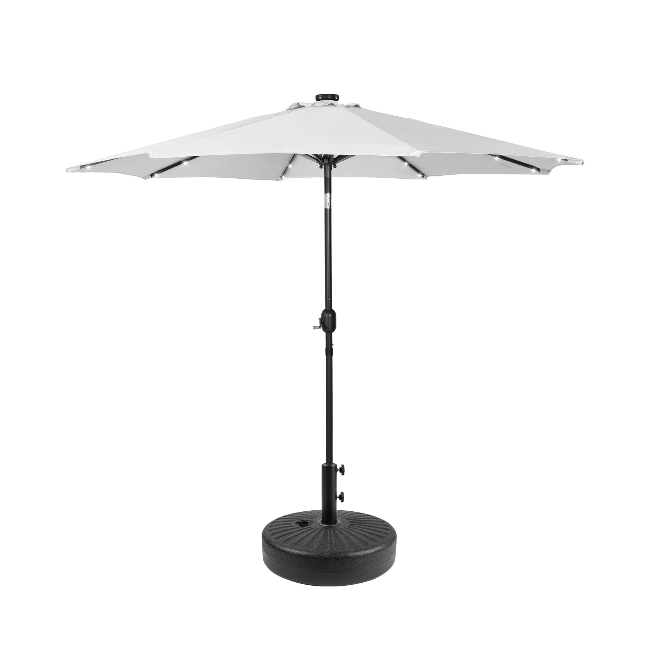 WestinTrends 9 ft. Patio Solar Power LED lights Market Umbrella with Black Round Base