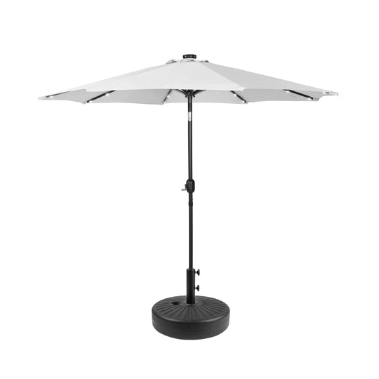 Cyrus 9 ft. Patio Solar Power LED Market Umbrella with Round Black Base