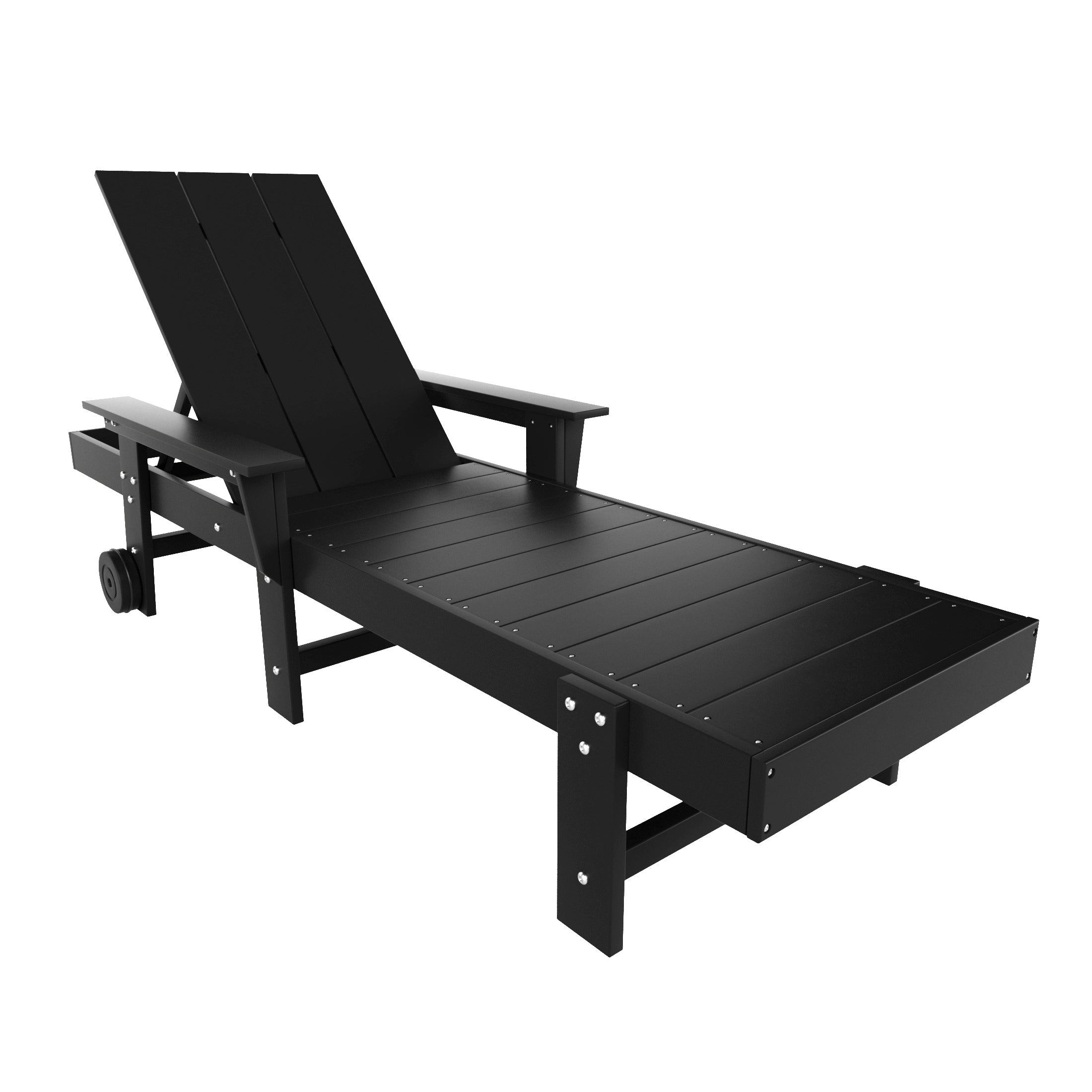 Ashore Modern Reclining Chaise Lounge With Arms & Wheels