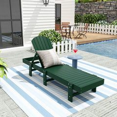 Dylan Adirondack reclining chaise lounge in Dark Green styled outdoors