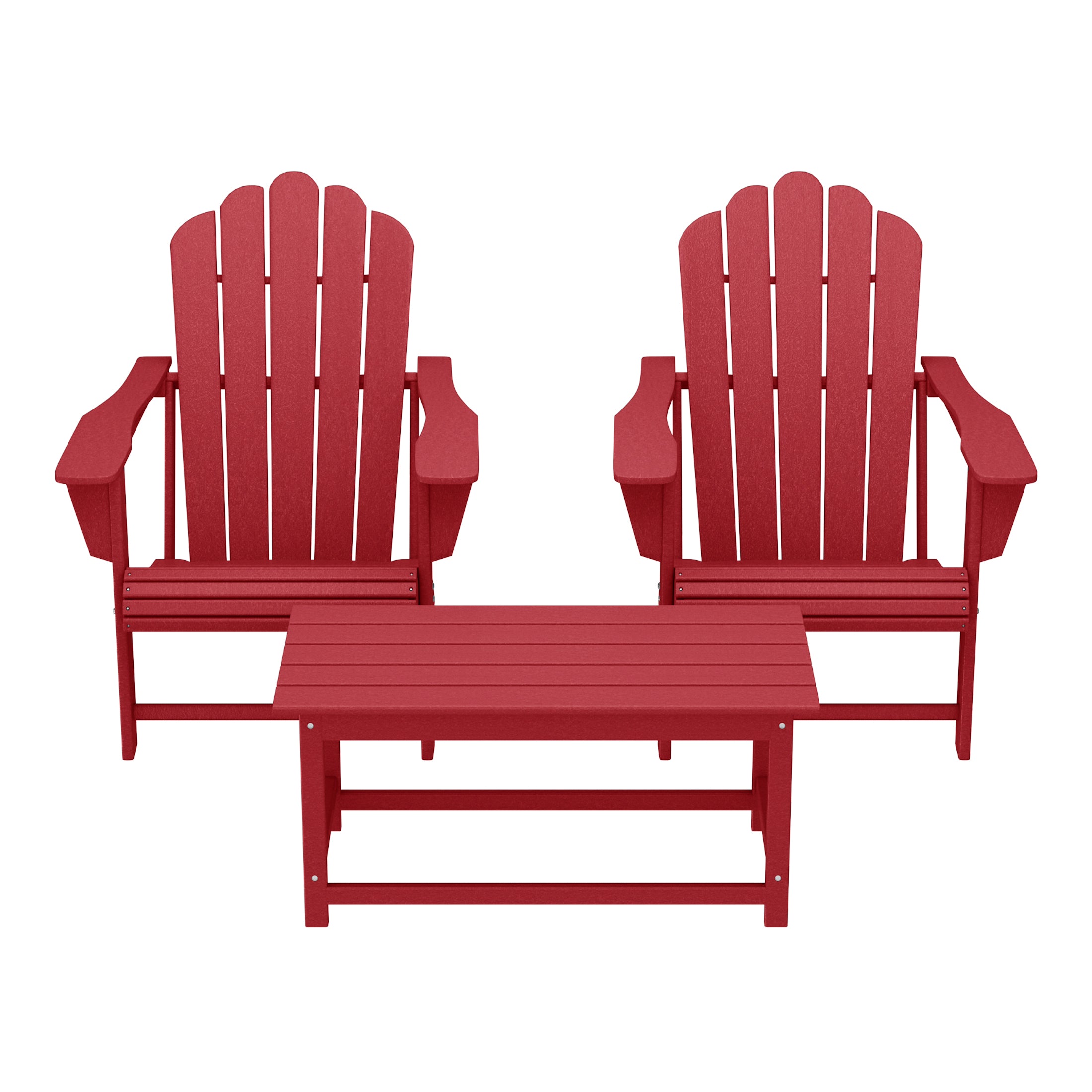 Highland 3-Piece Adirondack Chairs with Cup Holders and Coffee Table Set