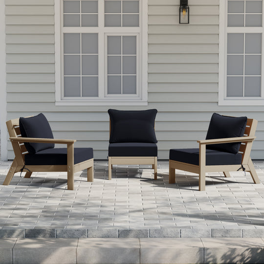 Avalon Outdoor Patio HDPE Sectional Sofa with Patio Cushions
