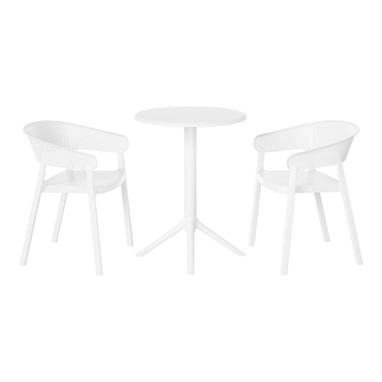 Playa 3-Piece Outdoor Resin Patio Bistro Table Set with Stackable Patio Dining Side Chairs