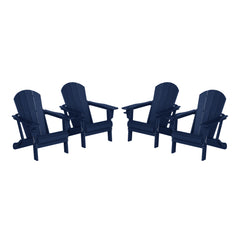 Nantucket Outdoor Patio HDPE Resin Folding Adirondack Chairs With Cup Holder and Phone Holder (Set of 4)