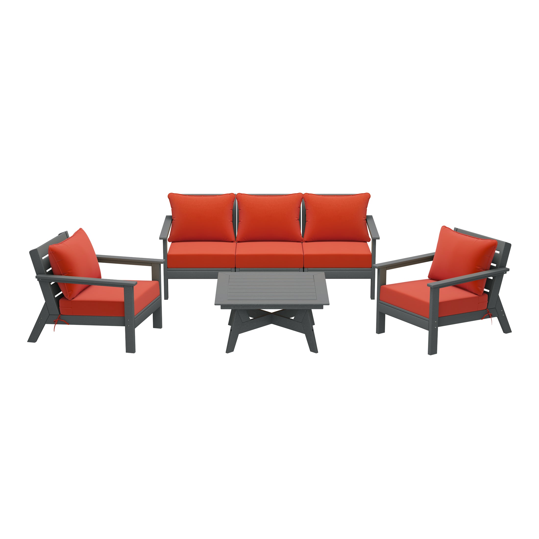 Avalon Outdoor 6-Piece Modular Sectional Patio Furniture Sofa Set in Gray Frame
