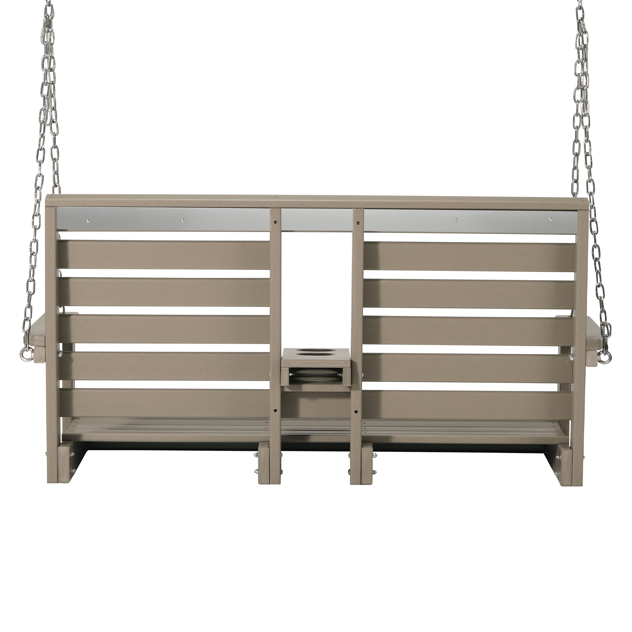 St Charles Outdoor HDPE 54" Front Hanging Porch Swing Bench With Cupholders