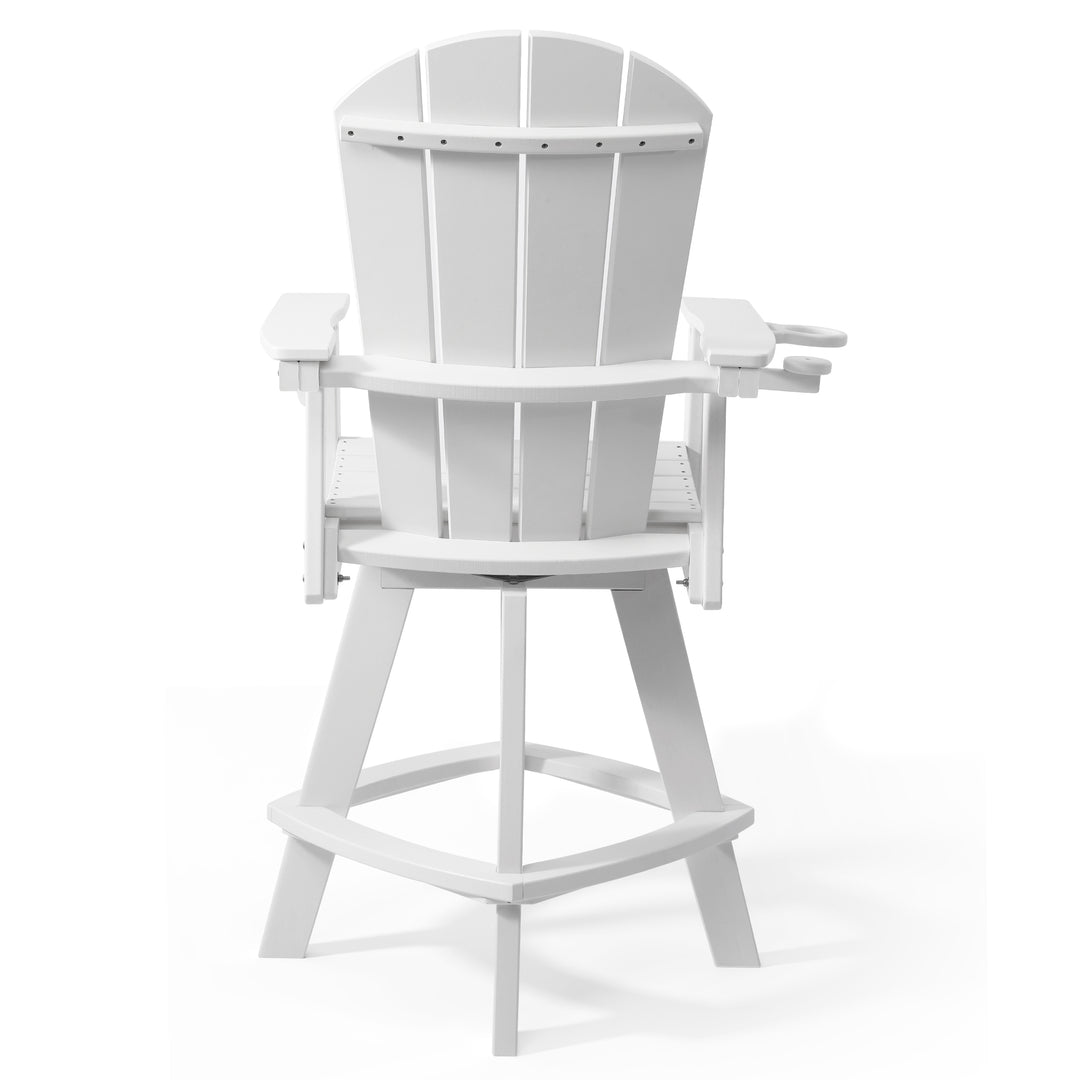 Malibu Outdoor HDPE Swivel Adirondack Bar Height Chair With Cup Holder