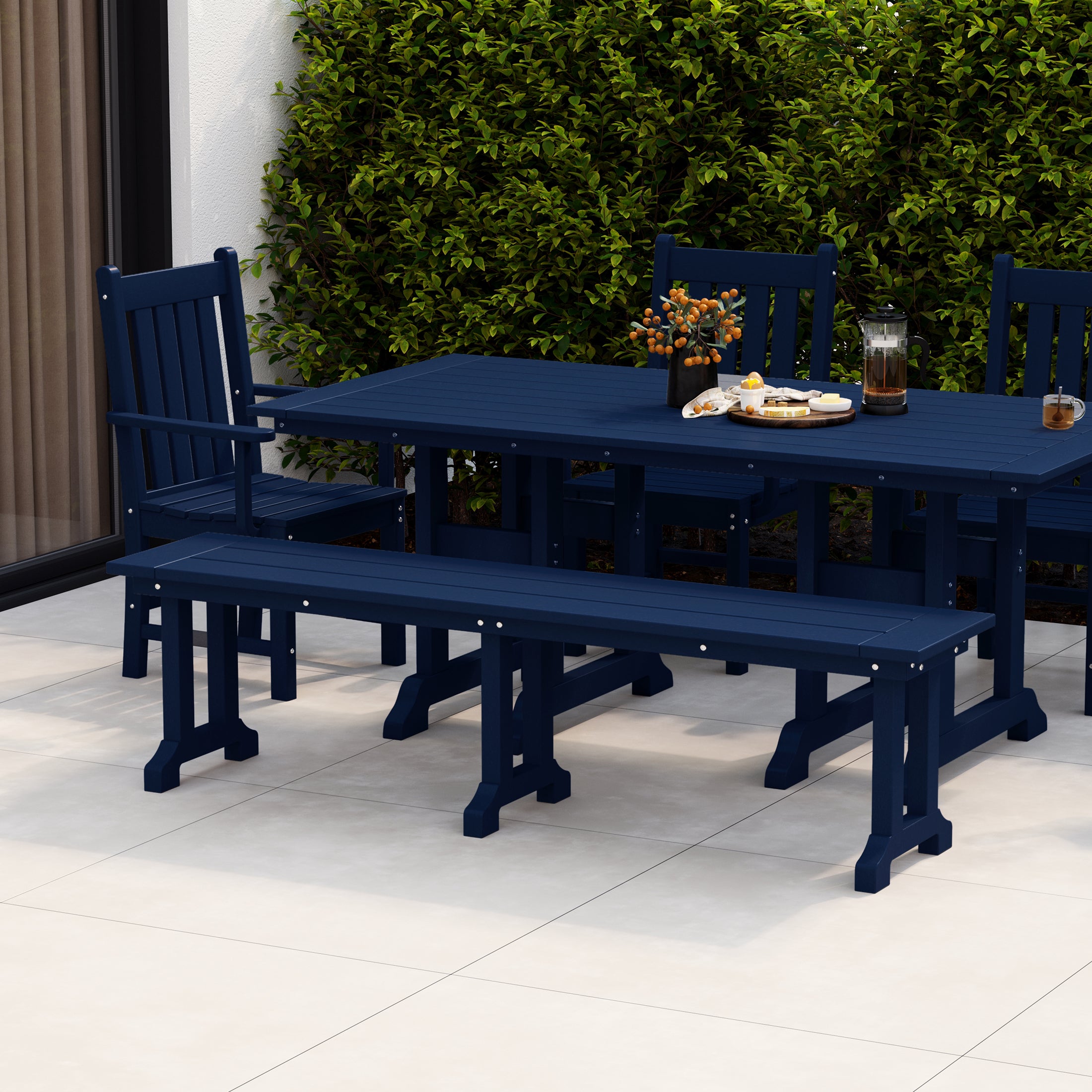 Malibu 65" Outdoor Patio Trestle Dining Bench