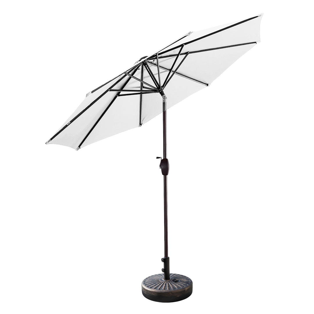 Paolo 9 ft. Patio Umbrella with Bronze Round Weight Base Kit