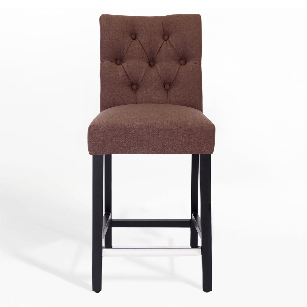 Hayes 24" Linen Fabric Tufted Counter Stool,Black