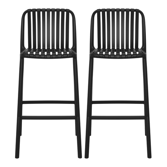 Playa 29.5" Outdoor Modern Polypropylene Plastic Patio Bar Height Stools (Set of 2)