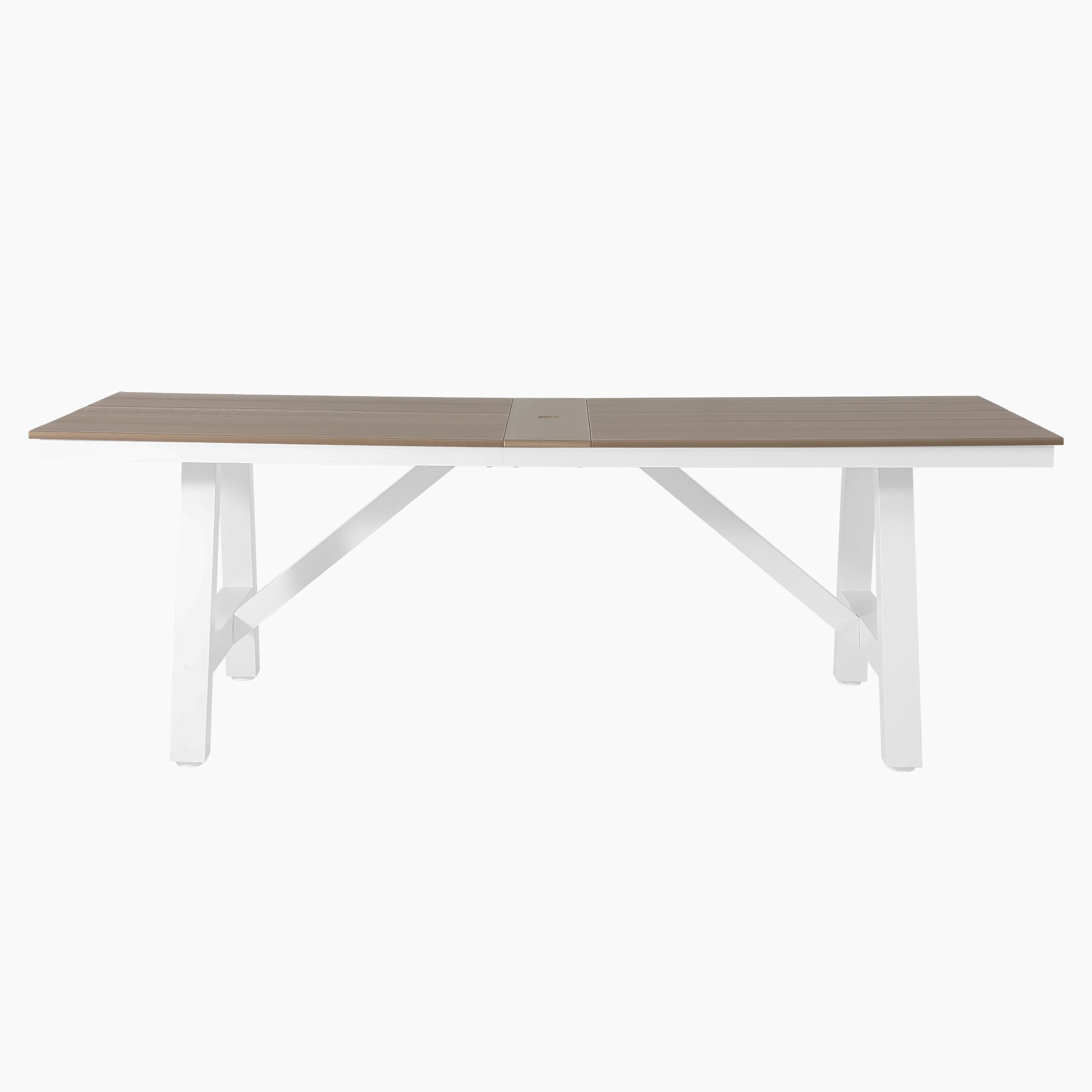 Cape May 7-Piece HDPE Outdoor Furniture Patio Dining Table With Umbrella Hole and Chairs Set For 6