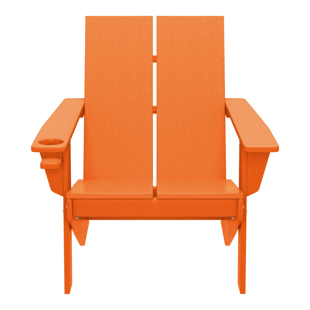 Riviera Outdoor HDPE Modern Adirondack Chair with Cup Holder (Set of 4)