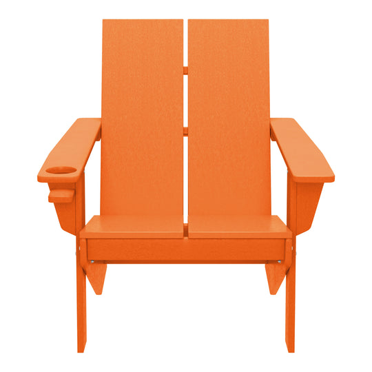 Riviera Outdoor HDPE Modern Adirondack Chair with Cup Holder (Set of 4)