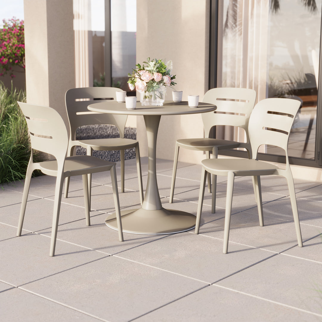 Playa Outdoor Modern Stackable Plastic Patio Dining Side Chairs (Set of 4)