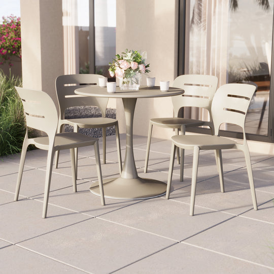 Playa Outdoor Modern Stackable Plastic Patio Dining Side Chairs (Set of 4)
