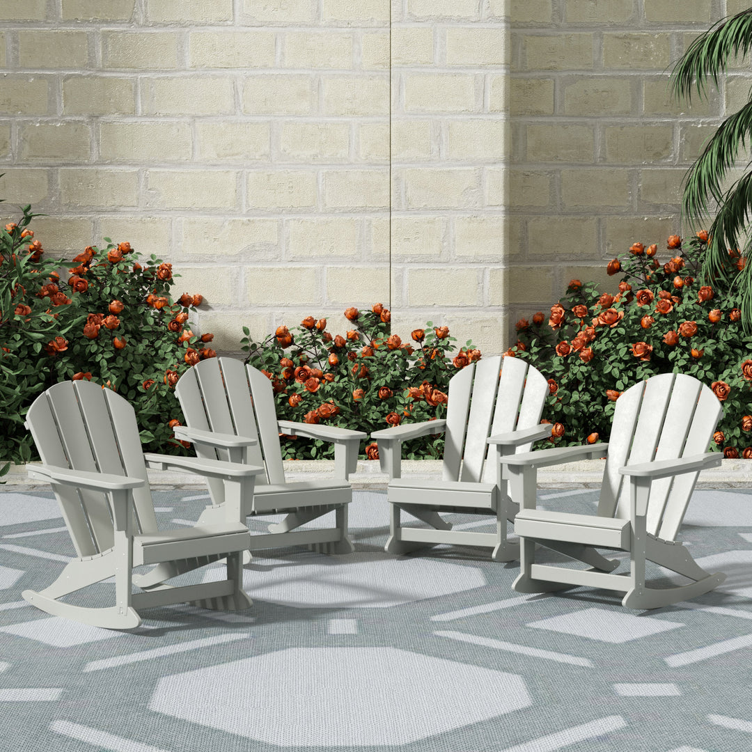 Malibu Outdoor Patio Porch Rocking Adirondack Chair (Set of 4)