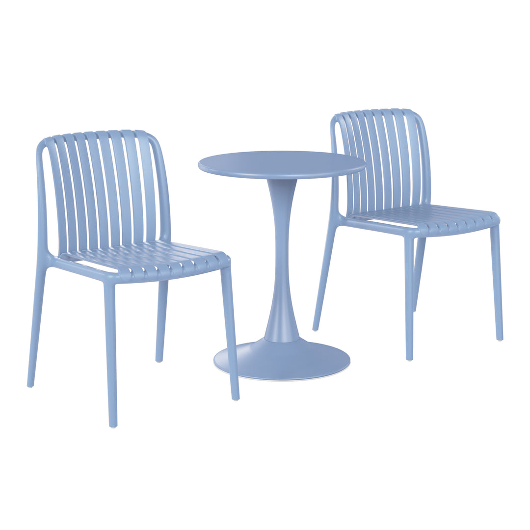 Playa 3-Piece Outdoor Metal Dining Table Set And Stackable Resin Patio Chairs
