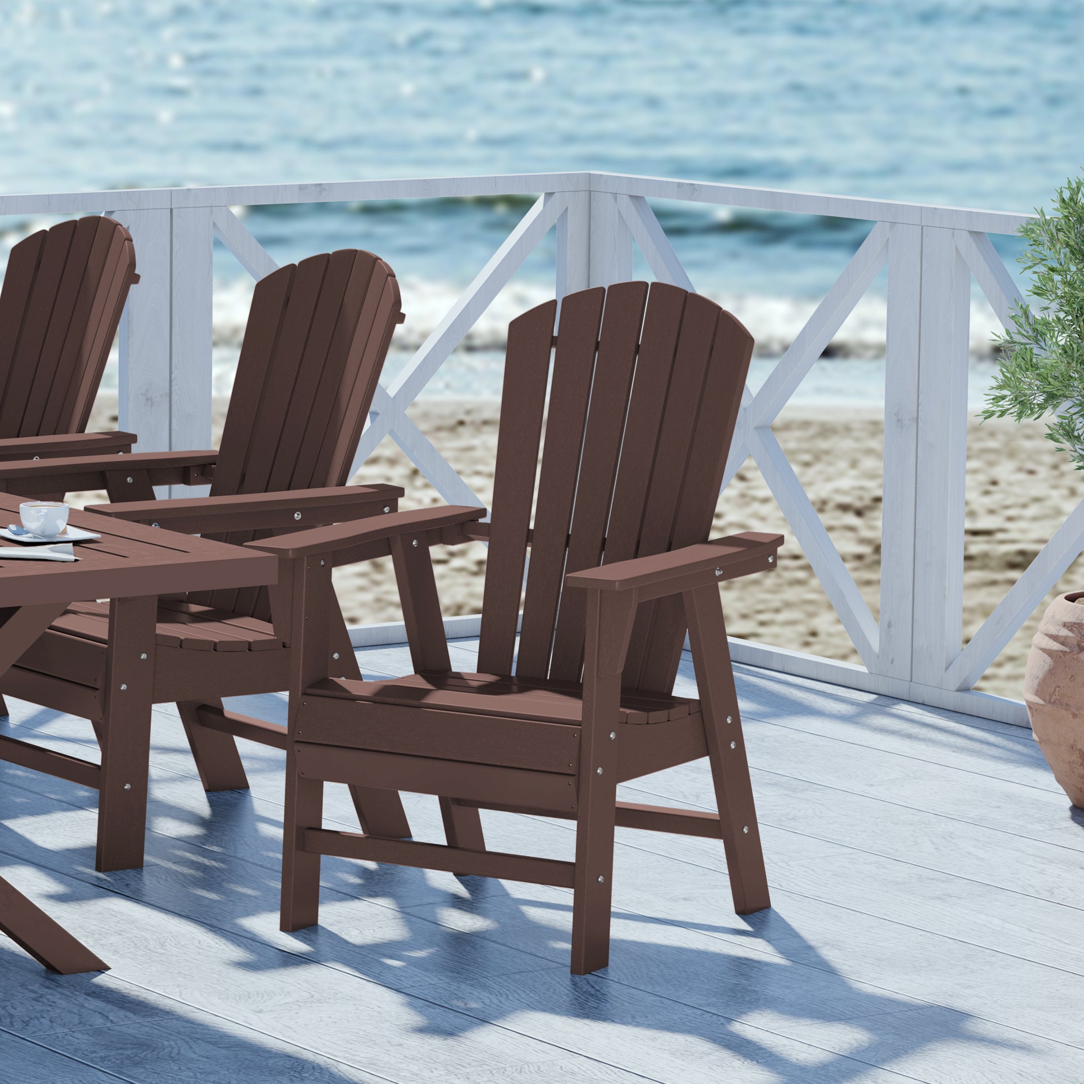 Dylan Outdoor Patio Shell-back Adirondack Dining Chair Weather
