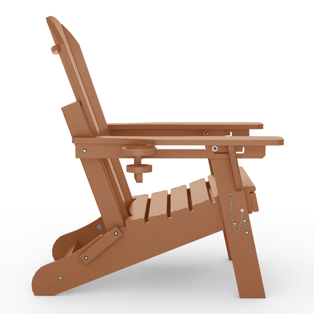 Malibu 3-Piece Outdoor Folding Adjustable Adirondack Chair with Cup Holder & Hideaway Ottoman and 18" Side Table