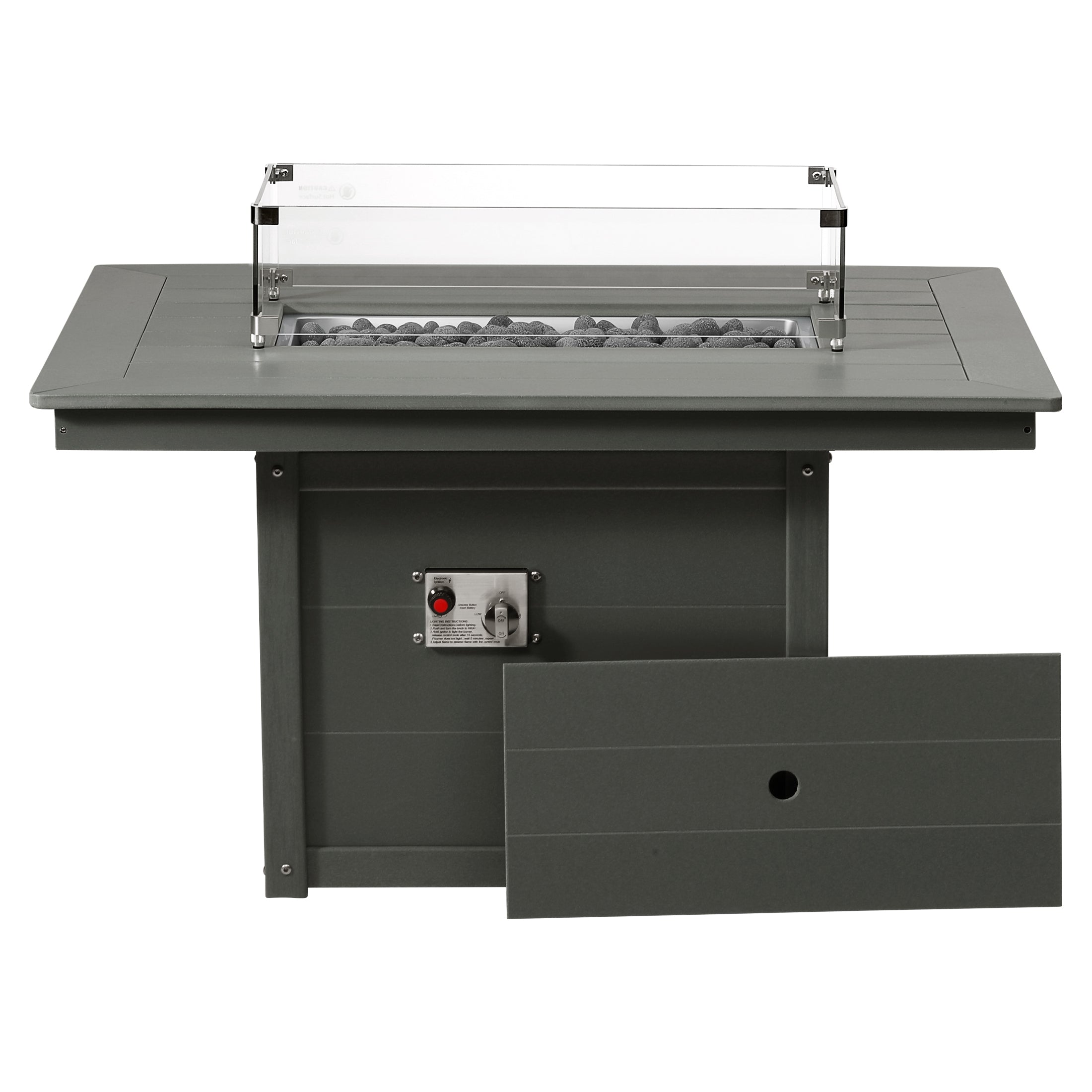 Helios 46" Modern Outdoor 55,000 BTU Patio Gas Propane Rectangle Deck Fire Pit Table