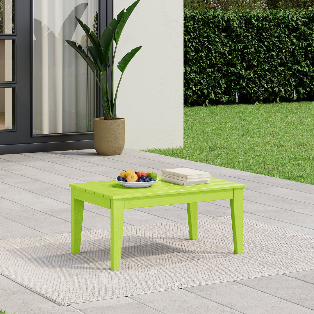 Malibu Low Outdoor HDPE Patio Rectangle Coffee Table