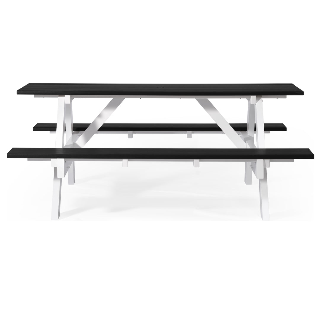 Greenville Outdoor 70" HDPE Plastic Picnic Table Bench With Umbrella Hole