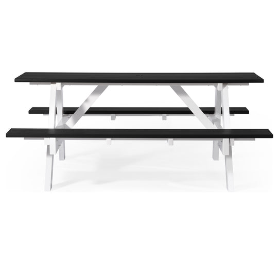 Greenville Outdoor 70" HDPE Plastic Picnic Table Bench With Umbrella Hole